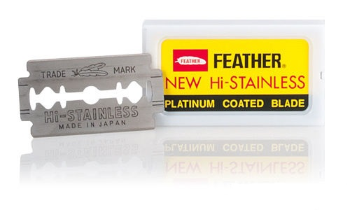 Feather New Hi Stainless Double Edged traditional shaving blades 10 pack